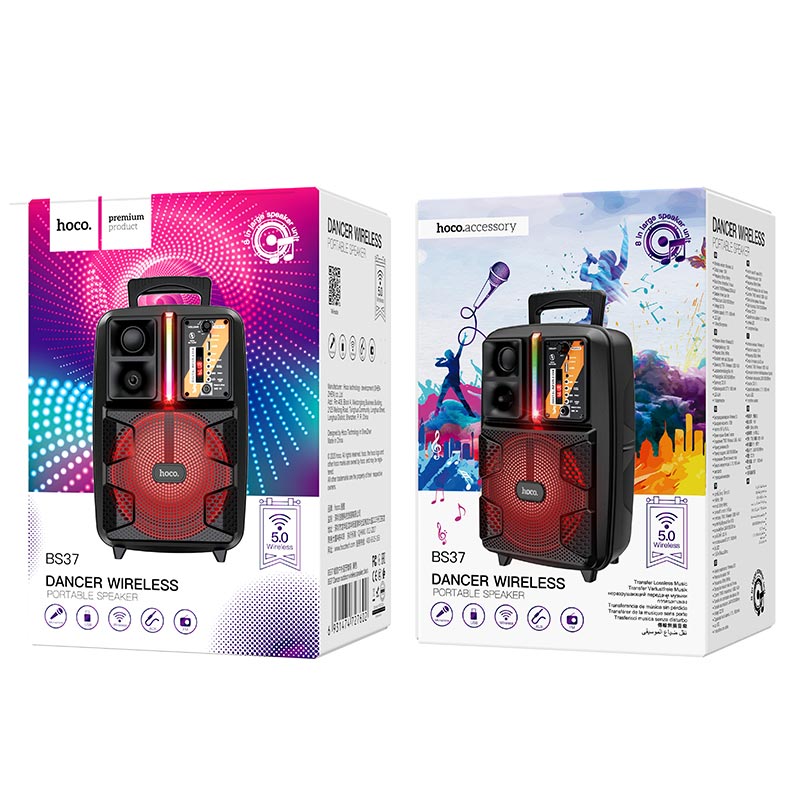 Wireless Bluetooth Speaker “BS37 Dancer” Outdoor Loudspeaker  BT, FM, USB, AUX, TWS Playback Mode